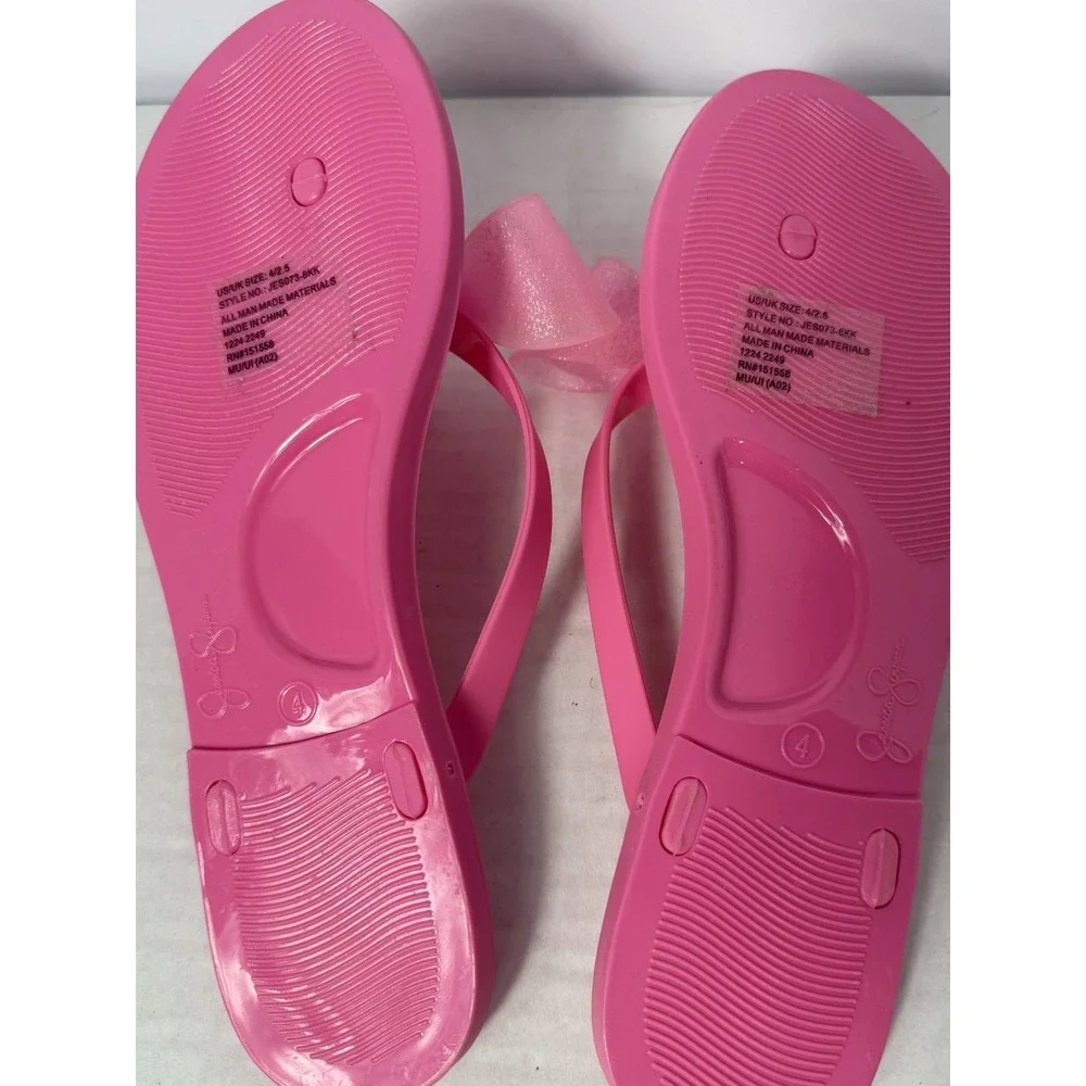 NWOT Jessica Simpson Sandals Kid's Size‎ 4 Pink Jelly Flip Flop Open Toe
